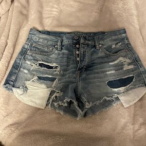 american eagle vintage hi-rise festival denim jean shorts size 10
